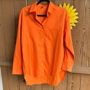 Bright Orange Button-Up Shirt